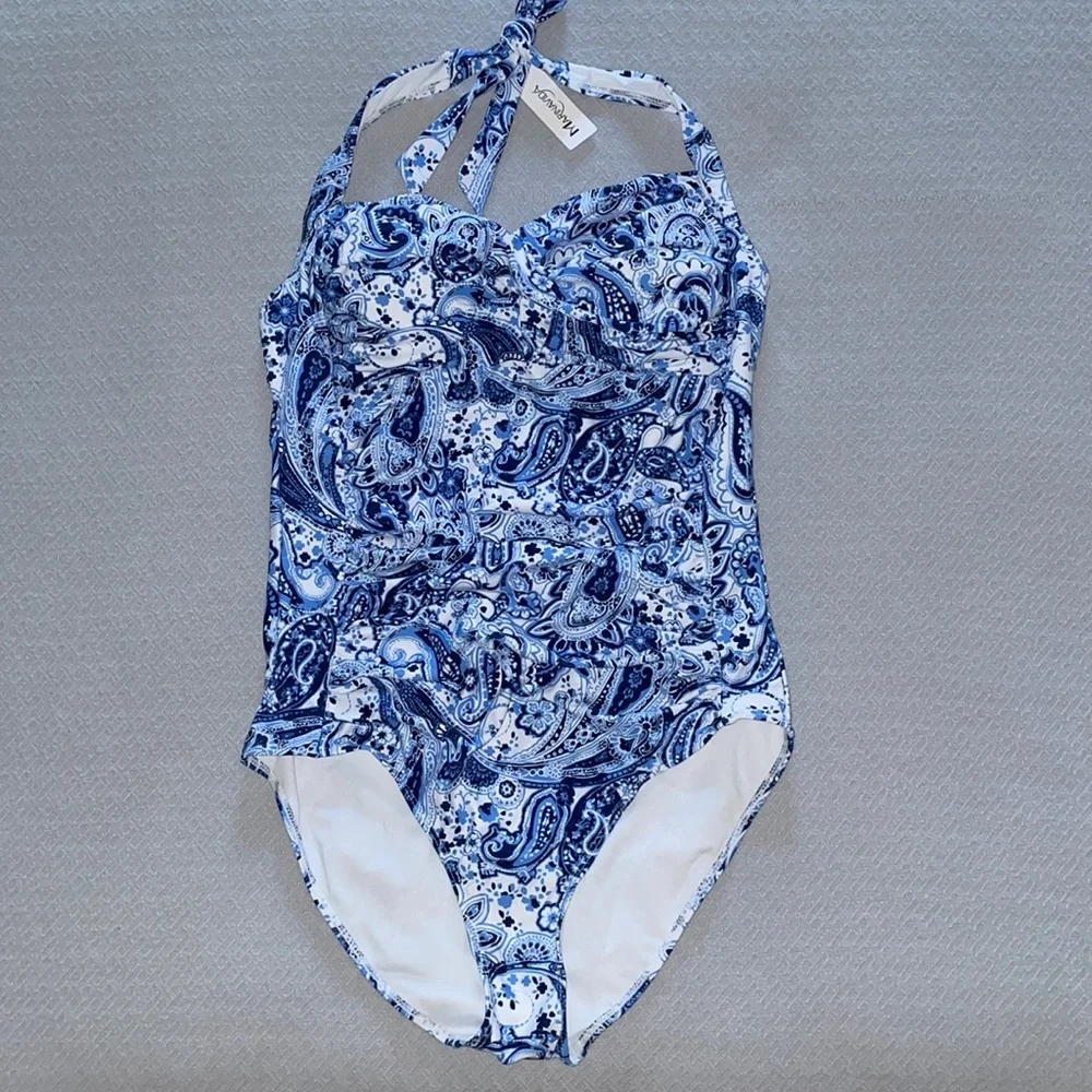 Halter Paisley One Piece Swimsuit - Picture 3 of 13